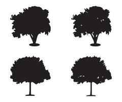 vecteur de silhouette d'arbre. silhouettes d'arbres forestiers isolés en noir sur fond blanc. ensemble vectoriel de silhouettes d'arbres