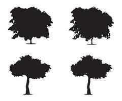 vecteur de silhouette d'arbre. silhouettes d'arbres forestiers isolés en noir sur fond blanc. ensemble vectoriel de silhouettes d'arbres
