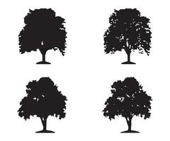 vecteur de silhouette d'arbre. silhouettes d'arbres forestiers isolés en noir sur fond blanc. ensemble vectoriel de silhouettes d'arbres