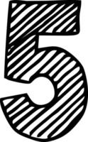 croquis vectoriel de cinq lettres numériques. numéro de vecteur dessiné à la main