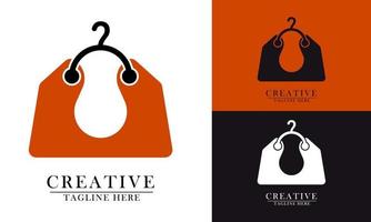 icône du logo élément sac et cintre pour femmes vecteur
