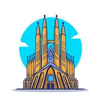 illustration d'icône de vecteur de dessin animé de la sagrada familia. célèbre bâtiment voyageant icône concept isolé vecteur premium. style de dessin animé plat