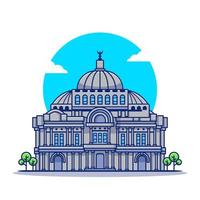 illustration d'icône de vecteur de dessin animé de palais du mexique. célèbre bâtiment voyageant icône concept isolé vecteur premium. style de dessin animé plat
