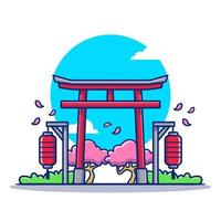 illustration d'icône de vecteur de dessin animé de porte torii. célèbre bâtiment voyageant icône concept isolé vecteur premium. style de dessin animé plat