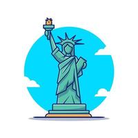 illustration d'icône de vecteur de dessin animé de statue de la liberté. célèbre bâtiment voyageant icône concept isolé vecteur premium. style de dessin animé plat