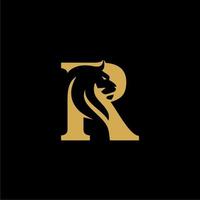 lettre initiale de luxe r logo lion vecteur de stock, le logo r est combiné avec un lion