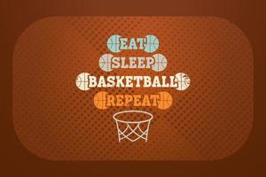 conception de t-shirt de basket-ball manger dormir basket-ball répéter vecteur