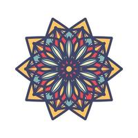 mandala de doodle dessiné à la main de vecteur. mandala ethnique avec ornement tribal coloré. motifs arabes, indiens, ottomans. pour cartes, invitations, t-shirts. illustration de couleur vectorielle. vecteur