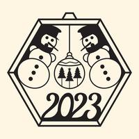 Cadre de corde ronde de noël 2023 découpé au laser, bordure arrondie et design décoratif du nouvel an 2023, vecteur