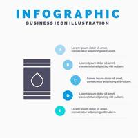 baril pétrole carburant inflammable eco solide icône infographie 5 étapes présentation fond vecteur