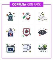 covid19 protection coronavirus pendamic 9 ligne remplie jeu d'icônes de couleur plate comme la maladie main médecine corona lotion coronavirus viral 2019nov éléments de conception de vecteur de maladie