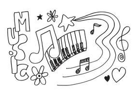 fond de musique illustration de jeu de musique dessiné à la main. illustrations d'images musicales, concept de design. vecteur