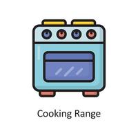 illustration de conception d'icône de contour rempli de vecteur de gamme de cuisson. symbole d'entretien ménager sur fond blanc fichier eps 10