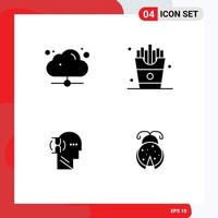 pack d'icônes vectorielles stock de 4 signes et symboles de ligne pour les éléments de conception vectoriels modifiables masculins de nourriture en ligne de verre nuage vecteur