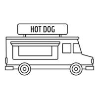 icône de camion de hot-dog, style de contour vecteur