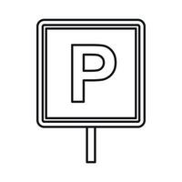 icône de panneau de stationnement, style de contour vecteur