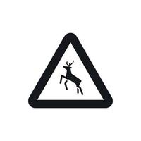 icône de panneau d'avertissement de trafic de cerf, style simple vecteur