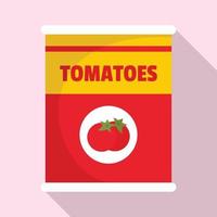 icône de boîte de tomates, style plat vecteur