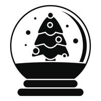 icône de boule de verre arbre neige, style simple vecteur