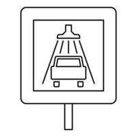 icône de lavage de voiture de panneau de signalisation, style de contour vecteur