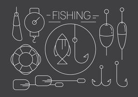 Icônes de pêche linéaires libres dans un style minimaliste vecteur