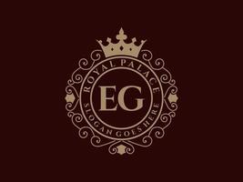 lettre par exemple logo victorien de luxe royal antique avec cadre ornemental. vecteur