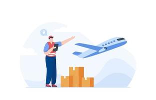 service logistique de fret aérien. logistique du transport aérien. illustration vectorielle vecteur