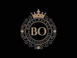 lettre bo logo victorien de luxe royal antique avec cadre ornemental. vecteur