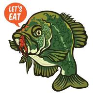 illustration vectorielle de poisson crappie, bon pour la conception de logo de t-shirt, de club de pêche et de tournoi de pêche vecteur