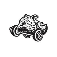 tête de léopard avec illustration vectorielle d'haltères, bon pour le logo du club d'entraînement de gym et de corps vecteur