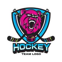 logo de la mascotte de l'équipe de hockey avec illustration vectorielle de tête d'ours, bon pour le badge, le patch, le maillot, le logo de l'équipe de hockey de l'équipe uniforme vecteur
