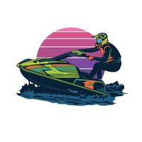 conception de logo d'illustration vectorielle de jets ski sports nautiques, parfaite pour le logo de l'équipe de club et la conception de t-shirt vecteur