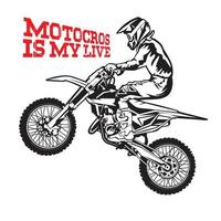 illustration vectorielle de montée d'enduro de motocoross, parfaite pour la conception de t-shirts et la conception de logo d'événement de championnat vecteur