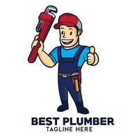 plombier homme vector illustration logo mascotte personnage dans un style de dessin animé rétro, parfait pour le logo de l'entreprise de service de plomberie
