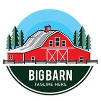 illustration vectorielle de grange rouge dans un style vintage, parfaite pour le logo de la grange et de la ferme vecteur