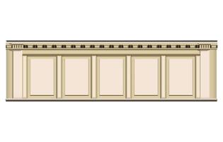 mur et colonne beige en marbre dans un style réaliste. ancienne façade de l'immeuble. illustration de vecteur coloré isolé sur fond blanc.