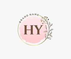 initiale hy logo féminin. utilisable pour les logos nature, salon, spa, cosmétique et beauté. élément de modèle de conception de logo vectoriel plat.