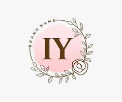 initiale iy logo féminin. utilisable pour les logos nature, salon, spa, cosmétique et beauté. élément de modèle de conception de logo vectoriel plat.