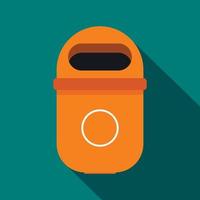 icône de poubelle orange, style plat vecteur