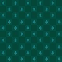 fond de vecteur de motif sans couture en damier de noël vintage rétro mignon. fond d'écran de texture de répétition vert festif abstrait avec silhouette d'icône d'arbre de noël de noël, design textile moderne à la mode