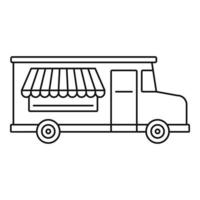 icône de camion de nourriture, style de contour vecteur