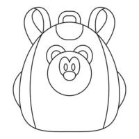 icône de sac à dos ours mignon, style de contour vecteur
