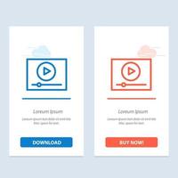 lecture vidéo marketing en ligne bleu et rouge télécharger et acheter maintenant modèle de carte de widget web vecteur