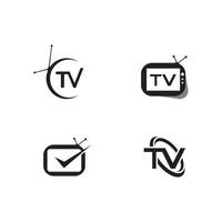 illustration d'icône plate de conception de logo tv vecteur