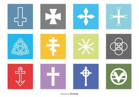 Ensemble d'icônes des symboles religieux vecteur
