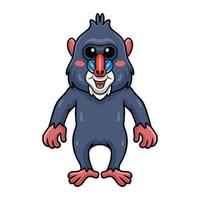 mignon petit dessin animé de mandrill debout vecteur