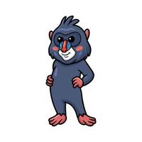 mignon petit dessin animé de mandrill debout vecteur