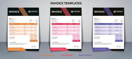 conception de modèles de facture vecteur