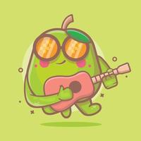 mascotte de personnage de fruit de goyave cool jouant de la guitare dessin animé isolé dans un style plat vecteur