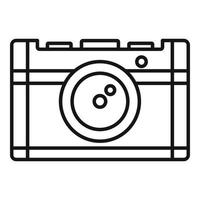 icône d'appareil photo vintage, style de contour vecteur